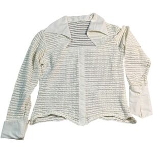 Rayure Paris France Textured‎ Long Sleeve Top Blouse Women's